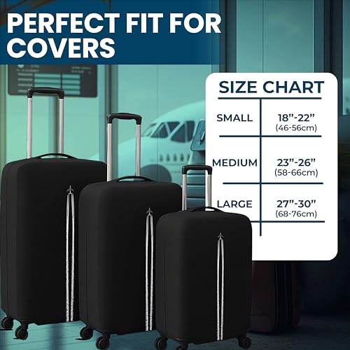 Image of WanderWraps Spendex Polyester Protective Luggage Cover | Hard Luggage Trolley Bag Cover | Washable | Dust Proof | Stretchable | M - 24 inch | Skytrail
