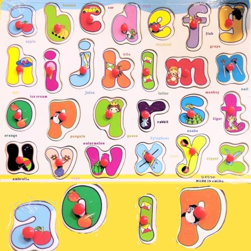 Image of PLUSPOINT ABC + 123 Wooden Educational Toddlers Puzzles, Wooden Alphabet Number Shape Puzzles Toddler Learning Puzzle Toys for Kids Boys & Girls, 2 in 1 Puzzle for Toddlers (ABC+123 Puzzle)