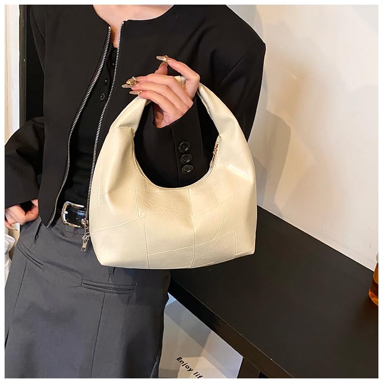 Women PU Crescent Shoulder Bag Large Capacity Trendy Designer Handbag Zipper Closure Simple Carrying Bag Top Handle Bag4