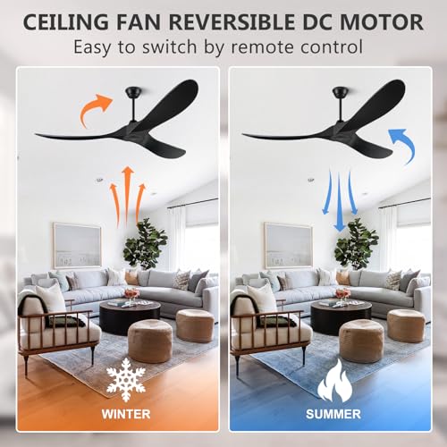 60 Inch Wood Ceiling Fan without Light - Outdoor Fan for Patio, Porch, Bedroom