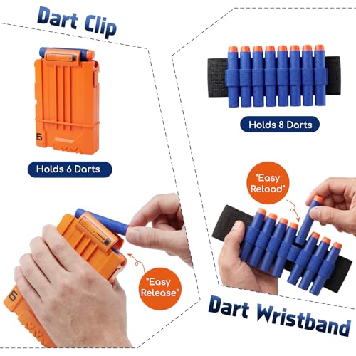 Image of Lehoo Castle Kids Tactical Vest Kit for Nerf Guns N-Strike Elite Series for Boys Girls, with 30 Refill Darts, Dart Pouch, Tactical Mask, Reload Clips, Wrist Band and Protective Glasses (Blue)