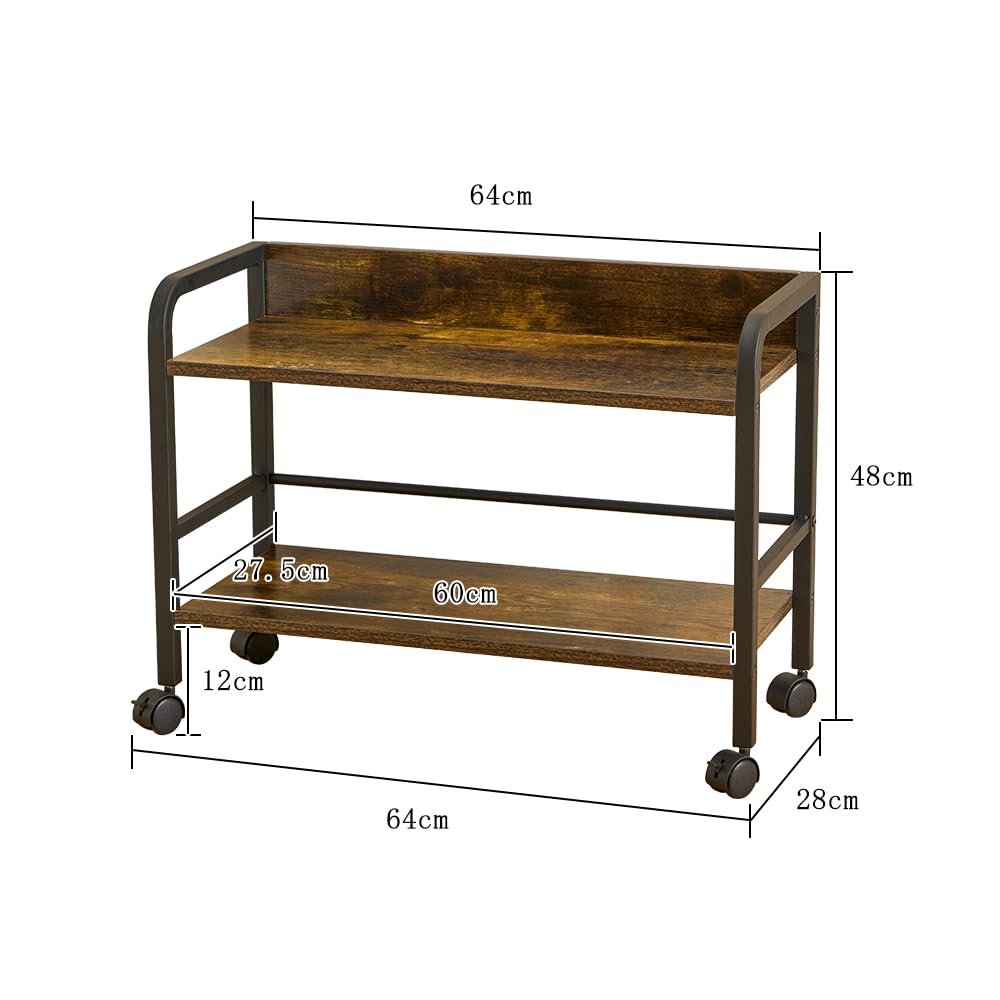 Amazon｜ラック オープンシェルフ 2段 棚 収納ラック キャスター付き
