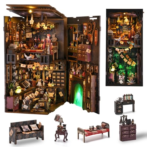 TOYQI Book Nook Kit, Book Nook Kits for Adults, DIY Miniature Dollhouse Kit 3D Wooden Puzzle...