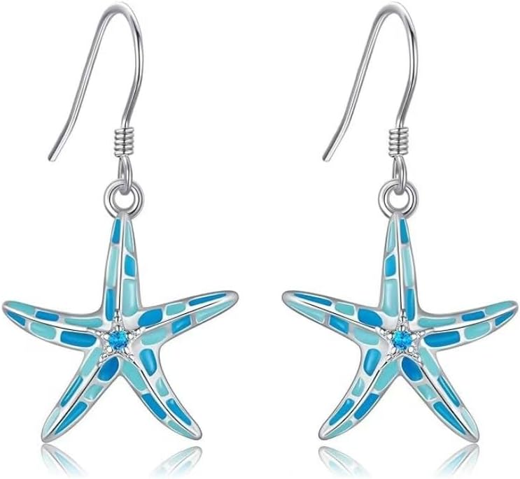 Blue Silver Butterfly/Dragonfly/Star/Starfish/Evil Eye Earrings, Women's Jewelry Gifts