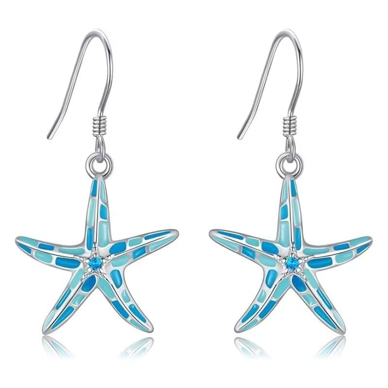 Blue Silver Butterfly/Dragonfly/Star/Starfish/Evil Eye Earrings, Women's Jewelry Gifts