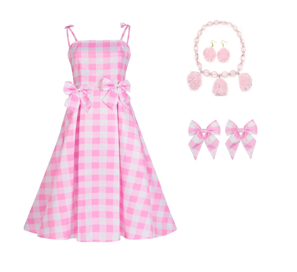 MSSmile-FANKIDWomen Bar-bie Movie Costume Cosplay Pink Movie Dress Party Cosplay Halloween costume