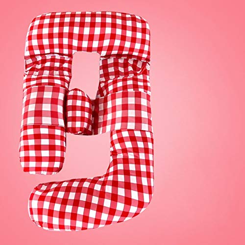 Oreiller de grossesse coton lavé rouge | Coussin d'allaitement et soutien ventre