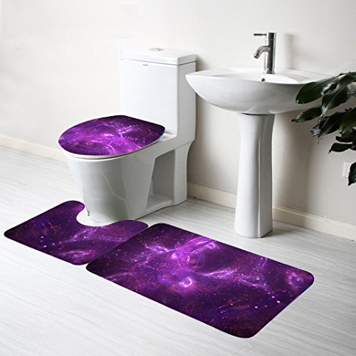 Set 3tlg Badematten, Asnlove Rechteck Badvorleger 75 x 45 CM Badteppich Badgarnitur Matte Badvorleger WC-Deckelbezug… – Bild 3