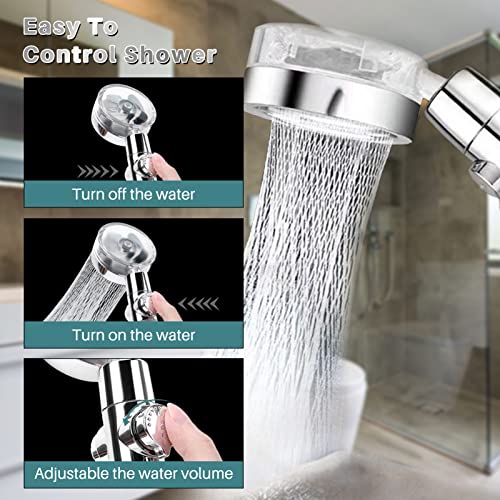 Duschköpfe Hochdruck , Badinstallationen Shower Head,360°Brausekopf,Filter PP BaumwolleWassersparend Druckerhöhung Chrome Duschbrause für Baden - Image 3
