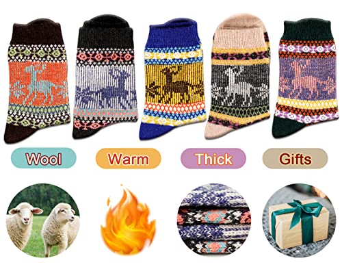 Image of Heatuff Women's Winter Wool Socks Warm Soft Full Cushion Crew Socks (5 Pairs)