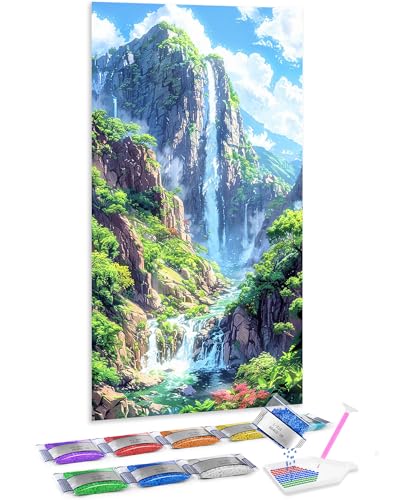 Kit de pintura de diamante 5D completo contra el estrés: cuadro de montaña de 70x40cm