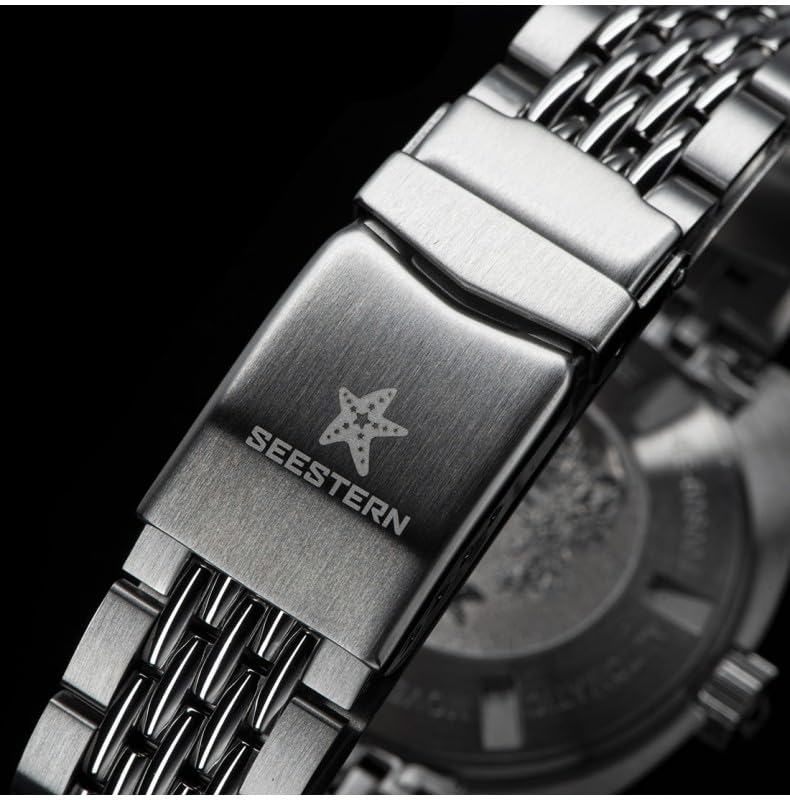 Seestern S406 Automatico Acciaio Nero Datario Orologio Uomo