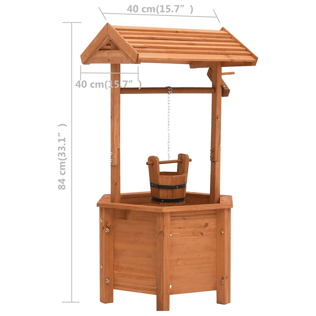 vidaXL Jardinière à Puits à Souhait de Jardin Plantes Fleurs Pelouse Décoration de Jardin Arrière-Cour Extérieur 40x40x84cm Bois de Sapin