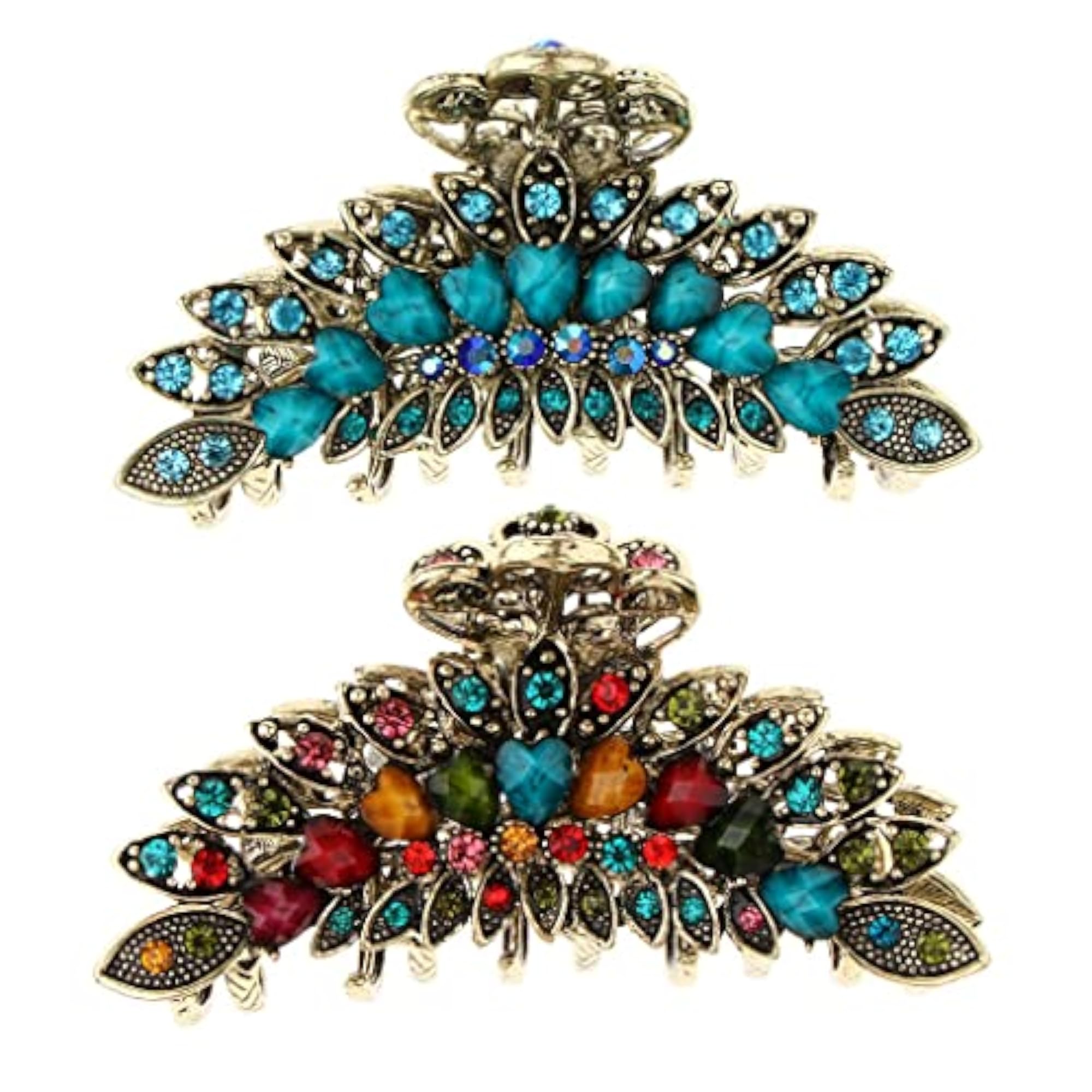 2 Pieces Large Rhinestone Crystal Hair Claw Jaw Clips