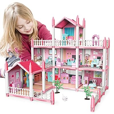 deAO Casa de Muñecas Villa para Niñas, 3 Pisos Casa Muñecas Ensueño (Rosa) | Ya disponible en tu tienda friki favorita! En mundofriki.es!