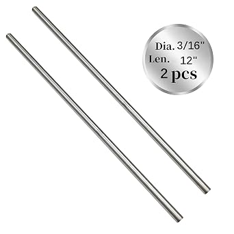 12" Length Titanium Rod 3/16" Dia5mm,Titanium Alloy Round Rod GR5 Metal for Model Plane Cars Ship DIY Craft Metal Working 2 Pcs