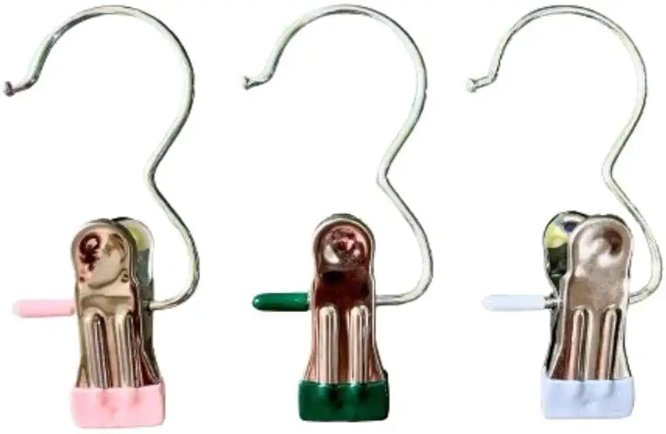 Kit 10 Cabides De Inox Com Presilha Para Calça Meia Roupas Organização Armário Guarda Roupa