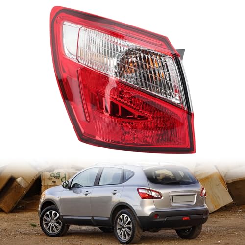 Image of Left Outer Rear Light For Nissan Qashqai J10 2010-2014, Tail Light Brake Stop Lamp W/Bulbs, ULT115003 26555BR00A (N/S Passenger Side)