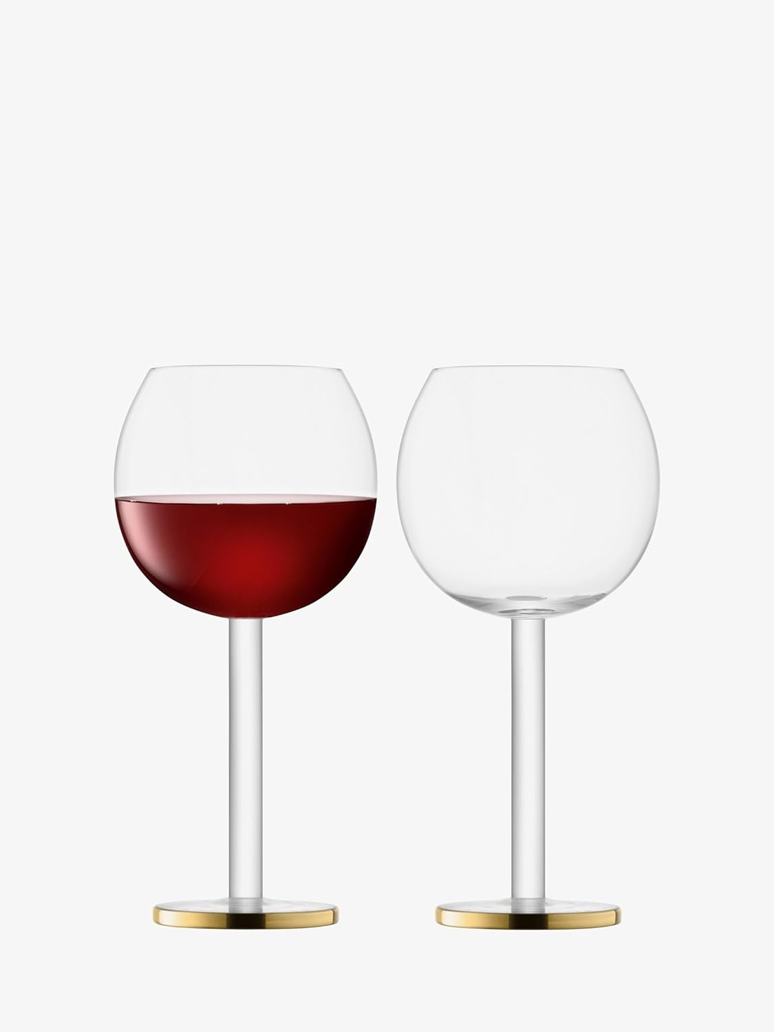 LSA International Luca Wine Goblets 11 oz, Set of 2, Luxury Hand Decorated Gold Band Glasses Elegant Mouth Blown Drinking Glassware