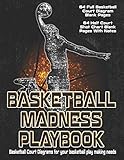 Basketball Madness Playbooks: Basketball Court Diagrams For Your Basketball Play Making Needs - 64 Full Basketball Court Diagrams And 64 Half Court Shot Chart Blank Pages With Notes