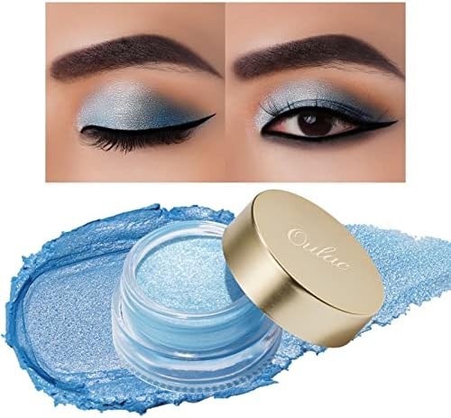 Oulac Blue Cream Eyeshadow Highly Pigmented Eye Shadow Waterproof & Long Lasting for Women with Moisturizing Smooth Formula. Multi-use for Highlighter, Shimmer Glitter Eye Makeup. Large Capacity 0.42 oz.(02)