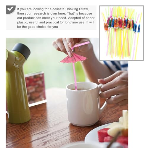 Pitillos descartables con forma de sombrilla, 100 pcs miniatura 4