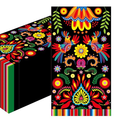 FodeMoraka Mexican Fiesta Party Decorations - 100 Pcs Colorful Floral Decor