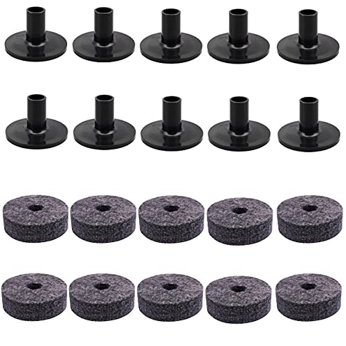 10Pcs Cymbal Stand Felt Washer And 10Pcs Plastic Drum Cymbal Stand Sleeves Replacement Grey #TOP24