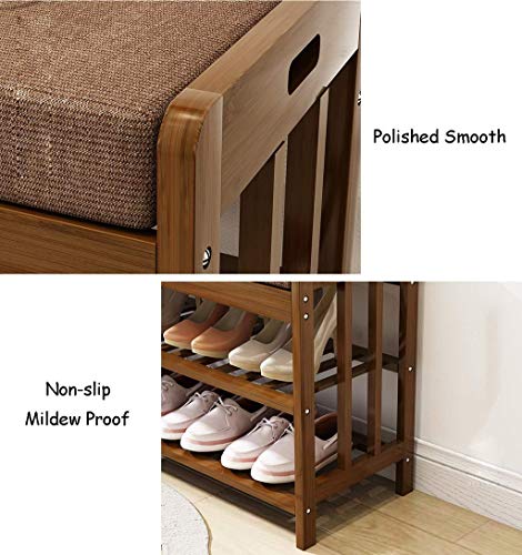 Kmmk Bamboo 2-Tiers Shoe Bench Hallway | Shoe Rack Storage Organizer Shoe Cabinet | Solid Wood Shoe Rack Store 8-10 Pairs Of Shoes #TOP2
