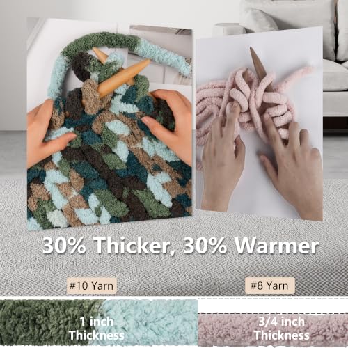 Image of Cozyful Chunky Yarn for Hand Knitting - #10 Chunky Chenille Blanket Yarn, Jumbo Big Thick Chunky Yarns for Crocheting, Tie Dye Bulky Knit Yarns, 8 Skein (20 yds 8 oz Each Skein), Multi Green&Coffee
