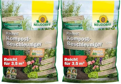 Neudorff Radivit Kompost-Beschleuniger – Bio Schnellkomposter zersetzt Kompostabfälle mit Sofort- & Langzeitwirkung. Kompoststarter für 3,5 m³, 1,75 kg (Packung mit 2)