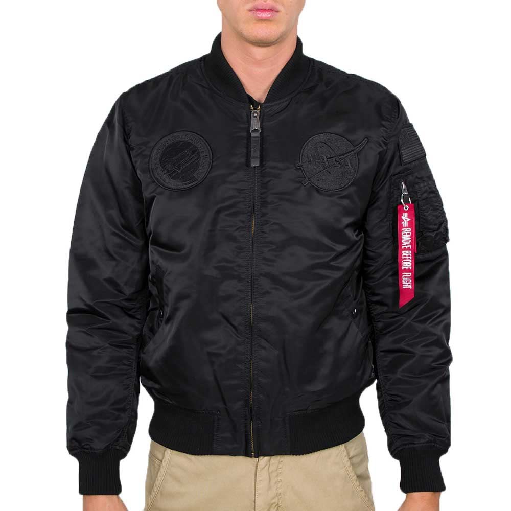 Alpha Industries Men's Black Ma Vf Nasa Long Sleeve Bomber Jacket in Size M, Sports Direct