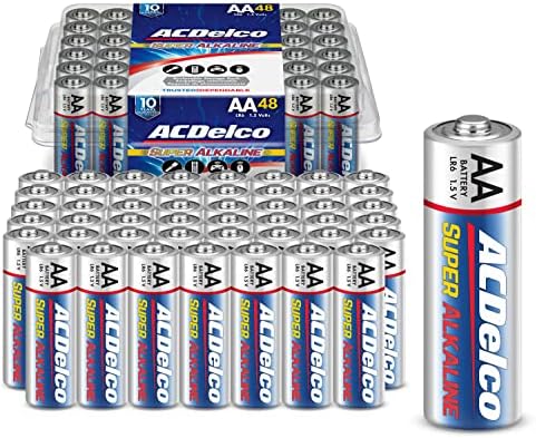 ACDelco 48-Count AA Batteries, Maximum Power Super Alkaline Battery, 10-Year Shelf Life, Recloseable Packaging Blue