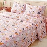 Swiftify Full Size Sheet Set for Kids, 4-Piece Bed Sheet Set for Teens Boys Girls, Cartoon Printed Bedding Set, Microfiber Deep Pocket, Wrinkle & Fade Resistant, Cute Cats