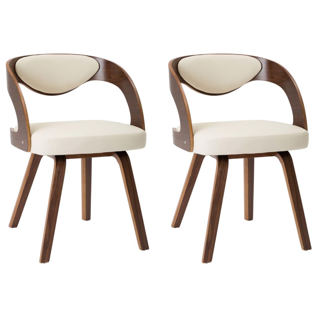 Juego de 2 sillas de comedor de madera curvada y piel sintética, con acolchado suave, marco de madera resistente, soporta hasta 110 kg por asiento, elegante y atemporal
