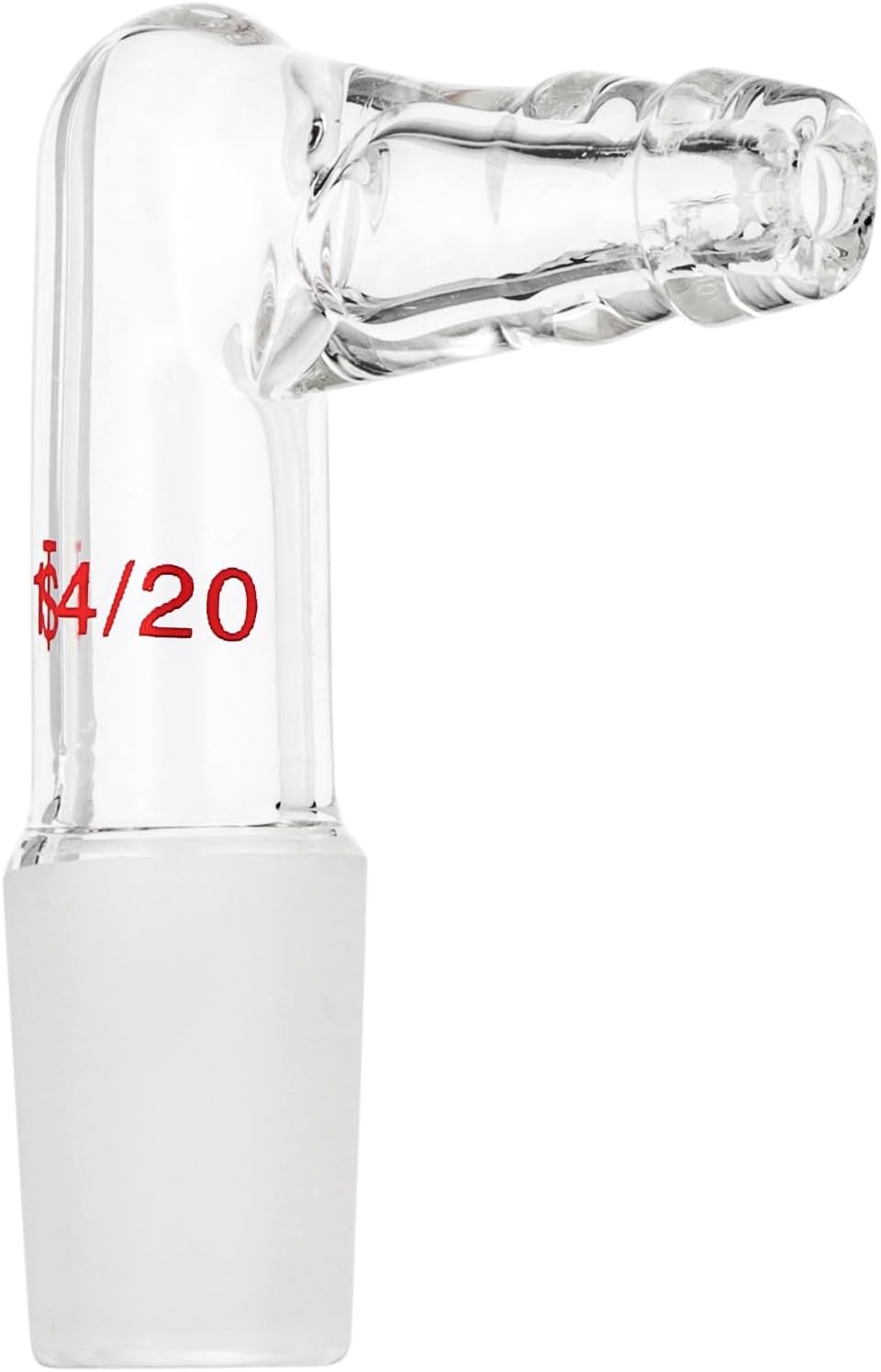 PATIKIL Distillation Adapter, 1 Pcs 90 Degree 14/20 Borosilicate Glass Outer and Inner Bend Joint Part for Laboratory Distillation Supply, 10.5mm / 0.41"