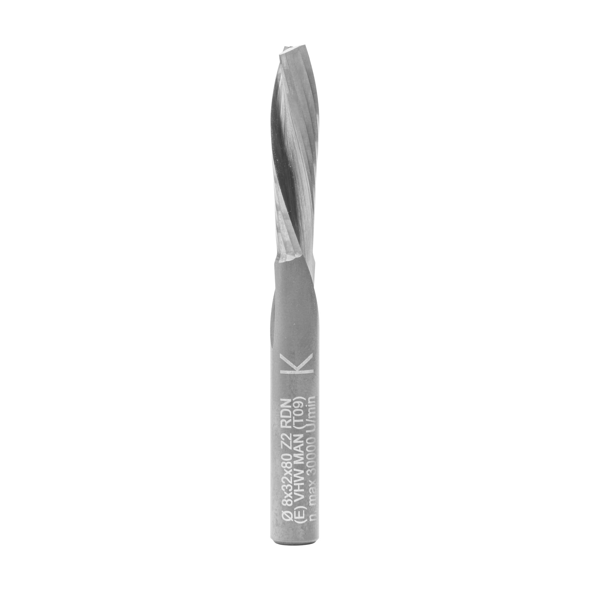 ENT 20600 Fresa de desbaste en metal duro macizo, diámetro (D) 8 mm, NL 32 mm, Z2, GL 80 mm, sentido de giro a la izquierda / negativo