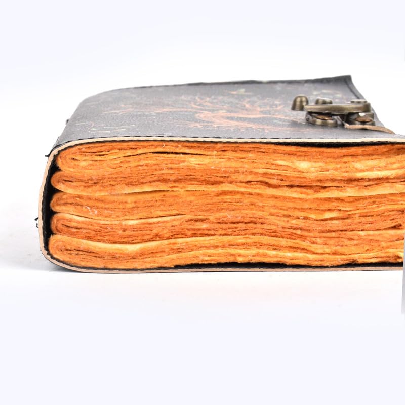 Fox Printed Book of Shadows Journal Diary with Antique Rustic Lock for Men Women Leather Notebook, Vintage Journal, Great Gift 7 x 5 Inch (200 pages)