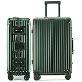 [LNMLAN] スーツケース アルミ・マグネシウム合金ボディ キャリーケース 機内持込 キャリーバッグ TSAロック付き 頑丈 軽量 静音 大容量 ビジネス 旅行出張 1801 (グリーン, Lサイズ/7泊～長期旅行向き/95L)