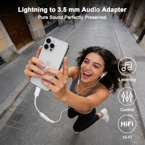 Image of [Apple MFi Certified] 5 Pack Lightning to 3.5 mm Headphone Jack Adapter, iPhone Aux Adapter Converter Dongle Audio Cable Compatible with iPhone 14 13 12 11 X XS 8 7