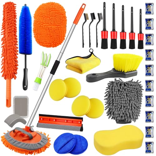 Jaronx 62' Car Wash Brush with Long Handle Car Cleaning Kit,Chenille Microfiber Car Washing Mop,Car...