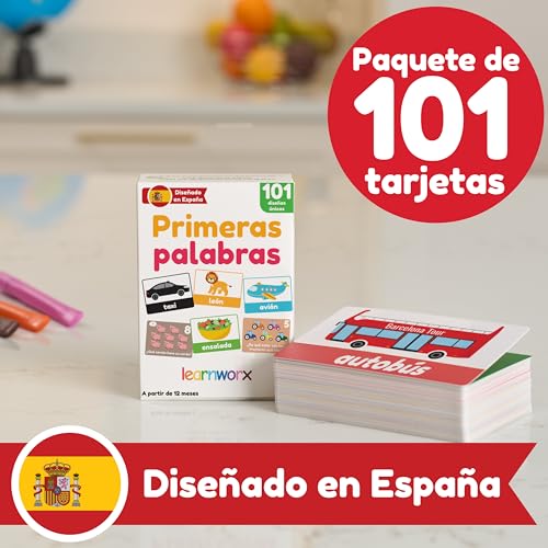 Primeiras palavras | Cartões educativos para bebés 1 2 3 anos | Flashcards primeiras palavras | Cartões de aprendizagem infantil, 101 cartões exclusivos, desde 12 meses | brinquedo desenvolvimento de