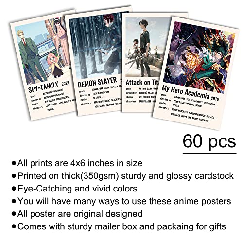 Miodiyaart Anime Posters 60Pcs And 50Pcs Stickers Room Decor Aesthetic, Cute Anime Stuff For Bedroom, Anime Wall Decor, Wall Art, Wall Collage, Manga Panel Wall Collage Kit, Anime Cards In A Gift Box #TOP2