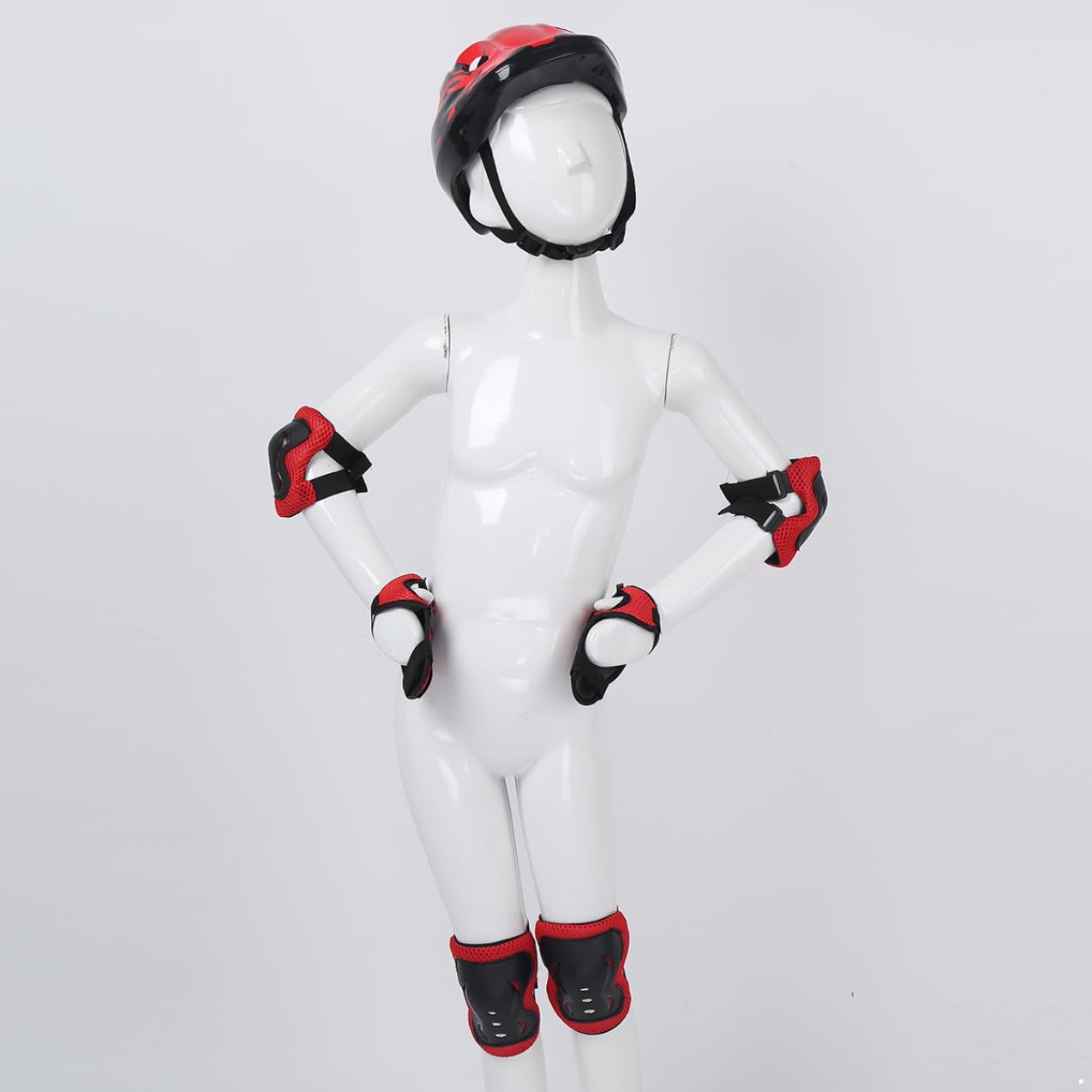 Eandarui 7Pcs Kids Protective Gear Set Adjustable Helmetand with Knee Elbow Wrist Safety Pads for Roller Scooter Skateboard Bicycle Red A One Size