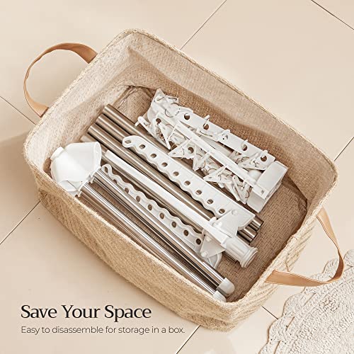 SONGMICS Clothes Airer, Clothes Drying Rack with 3 Rotatable Arms for Hangers, 4-Leg Indoor Folding Laundry Rack, Stainless Steel, for Clothes and Socks, 183 cm High, White and Silver LLR512W01 - Image 6