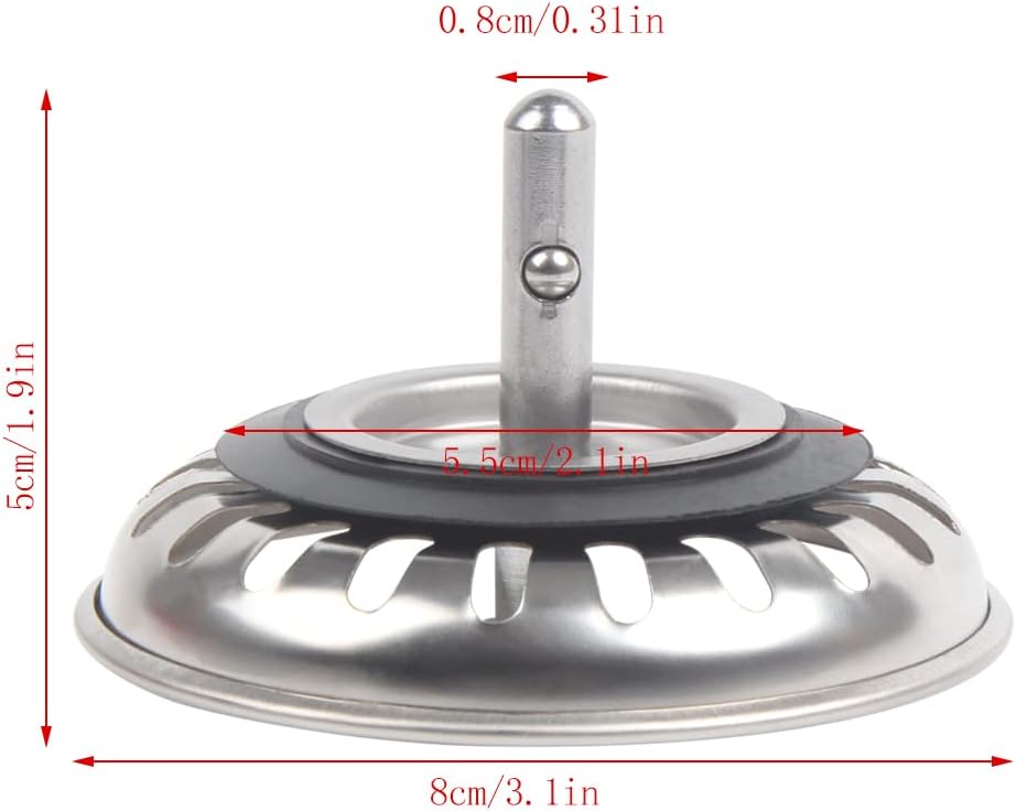 VEYLIN 2 Pieces Kitchen Sink Strainer Plug Stainless Steel Sink Plug Replacement for Kitchen