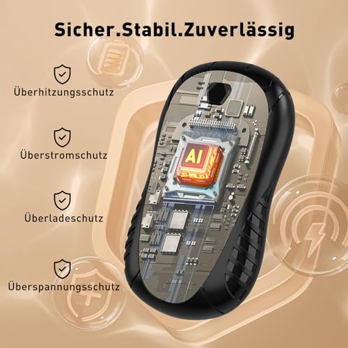 FANDLISS Handwärmer Elektrisch Split 2er-Pack,Wiederaufladbar Handwärmer USB,3 Heizmodi Tragbare Elektrischer Taschenwärmer für Outdoor im Winter 6000mAh,Handwärmer Wiederaufladbar für Outdoor Sport – Bild 5