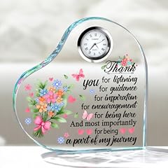 Ornalrist Thank You Gift for Women Men, Glass Heart Shaped Colorful Plaque Keepsake with Clock Home photo Ornalrist Thank You Gift for Women Men, Glass Heart Shaped Colorful Plaque Keepsake with Clock Home