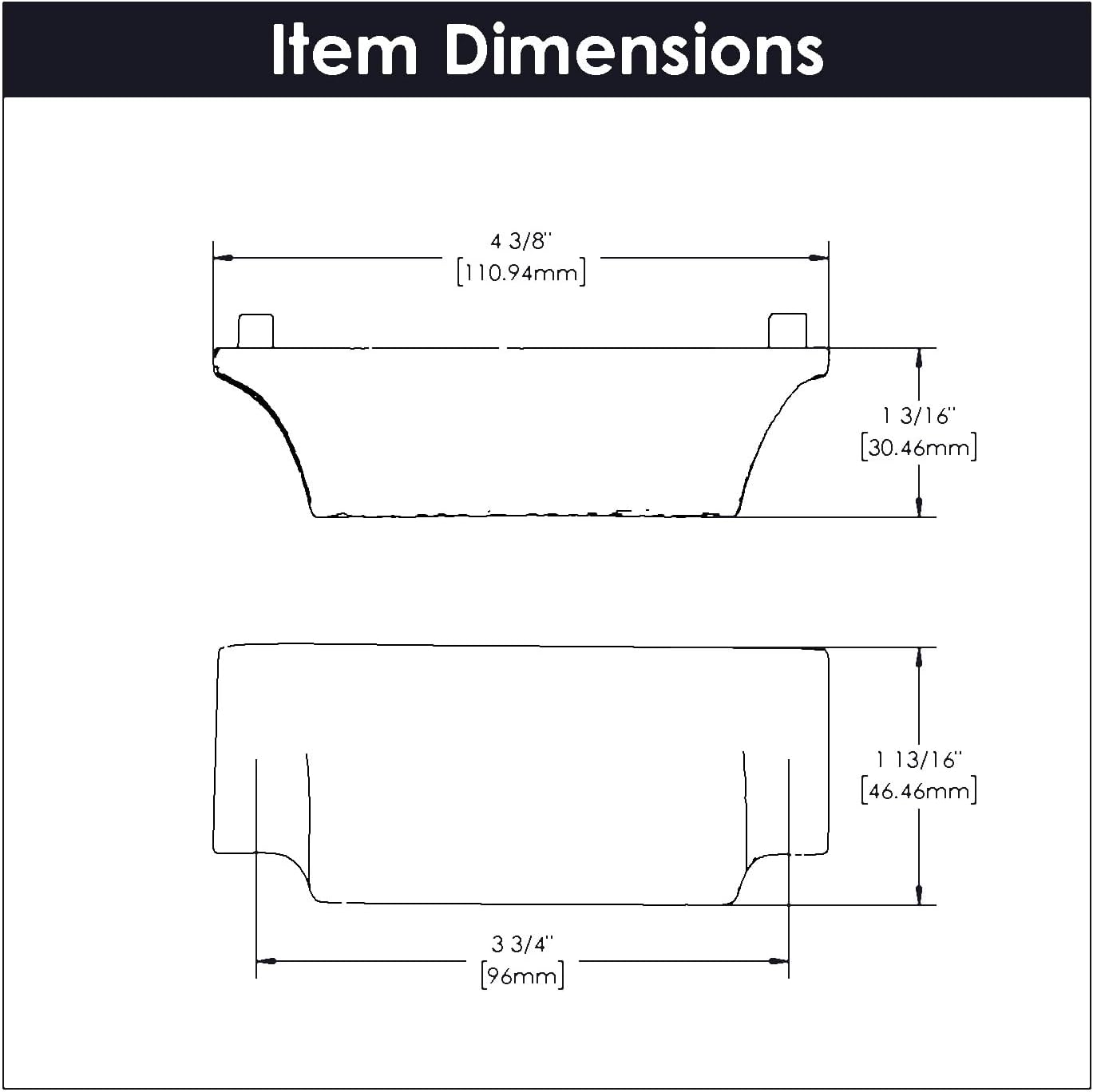 Hickory Hardware 5 Pack Solid Core Kitchen Cabinet Pulls, Luxury Cabinet Handles, Hardware for Doors & Dresser Drawers, 3-3/4 Inch (96mm) Hole Center, Black Iron, Mountain Lodge Collection