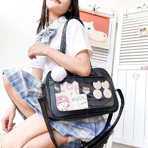 TTCAYU Ita Bag kawaii Pin Display Bag with Pin Mesh Insert Anime Crossbody Handbag Japanese Shoulder JK Uniform Purse3